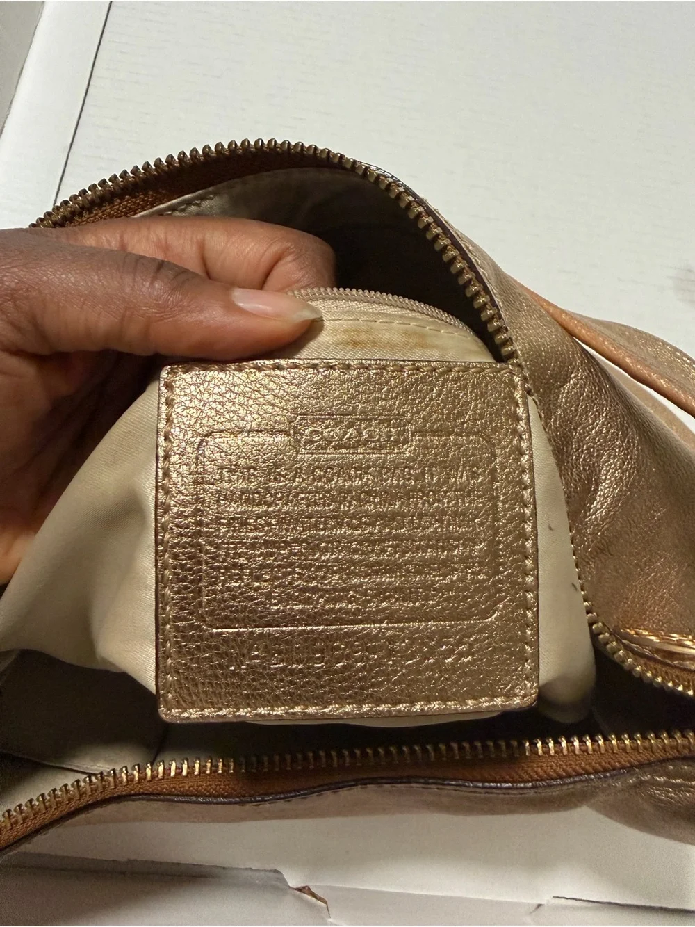 Coach Metallic Gold Leather Hobo Bag
